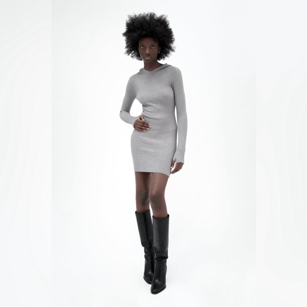 Gray Hooded Zara Dress Sz Small